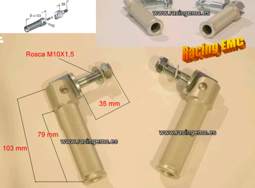Reposapies Plegable Aluminio Con Estrias M10X1,5 Corto
